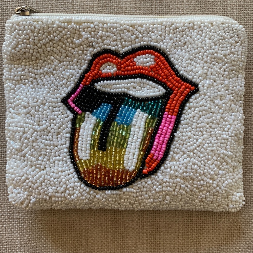 Rolling Stones beaded coin purse